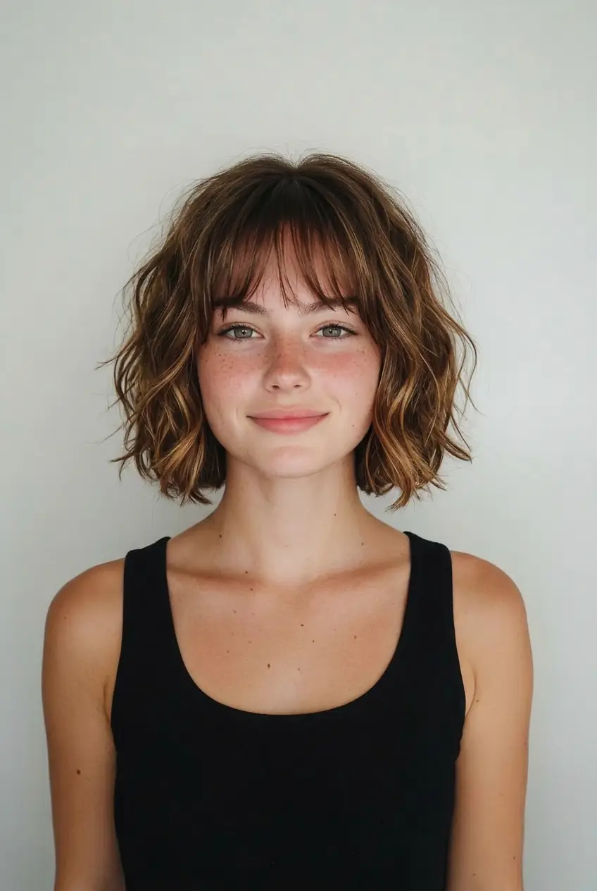 Chic French bob hairstyle on a young woman, sample for AI hairstyle changer online free