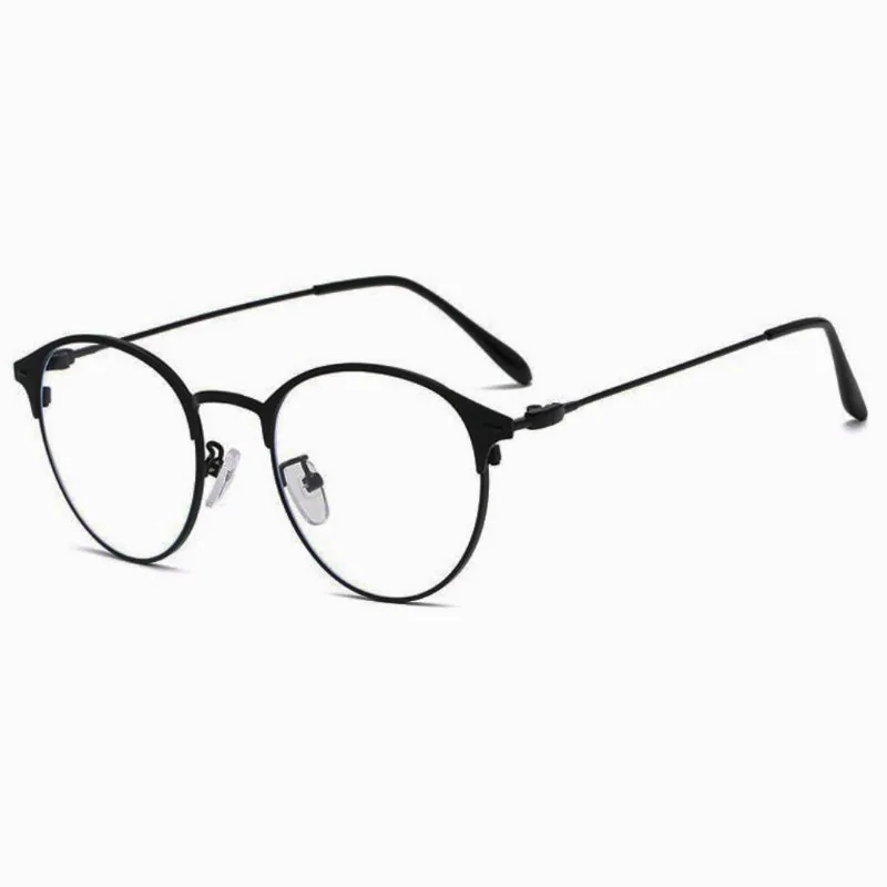 Classic black round frame eyeglasses available for virtual try-on.