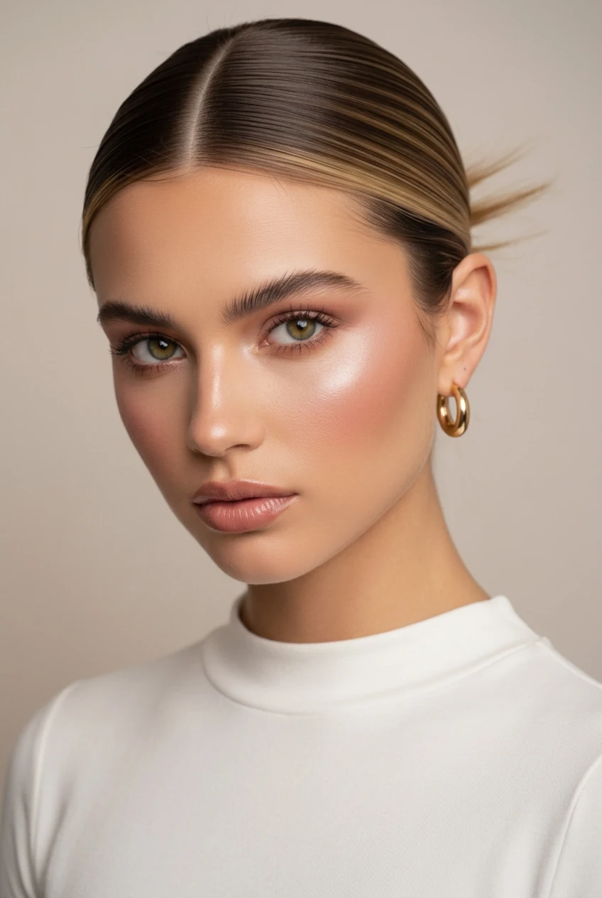 Soft pastel-hued makeup with gentle blush and delicate features for a sweet, tender soft girl vibe.