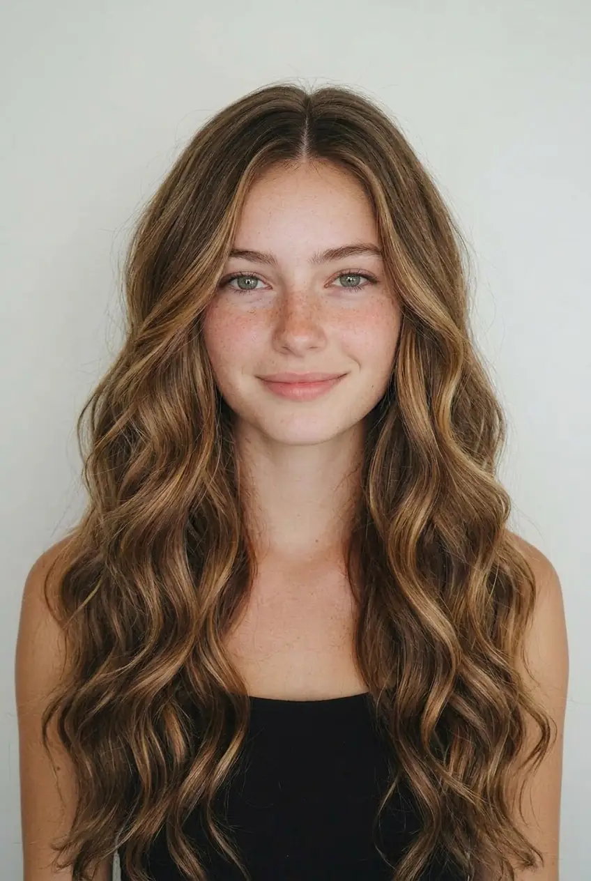 Long wavy hair on a young woman, demo for AI Hairstyle Changer