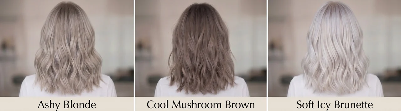 Soft cool-toned hair swatches showcasing light summer color palette best hair color