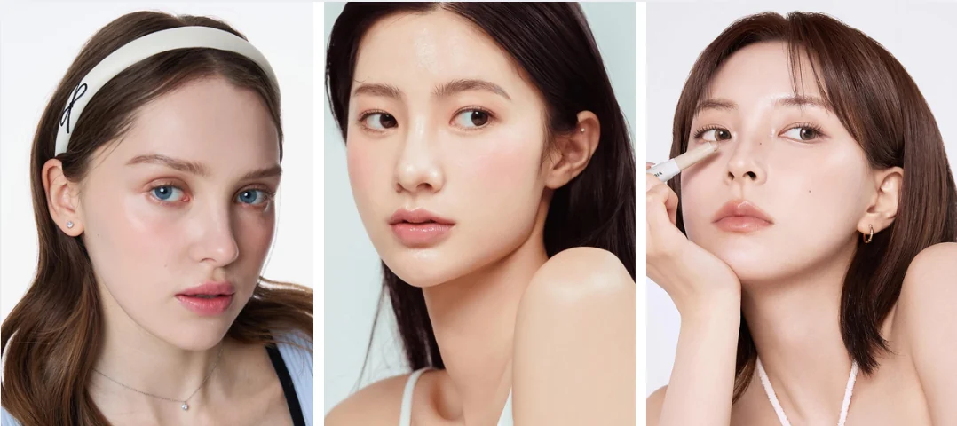 K-Beauty watercolor makeup techniques with grey-based contour and blurred-edge lips for light summer color palette lipstick