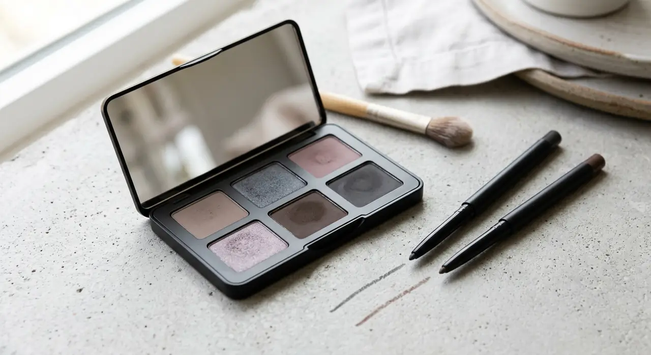 Cool taupe and slate grey eyeshadow palette for light summer color palette fashion
