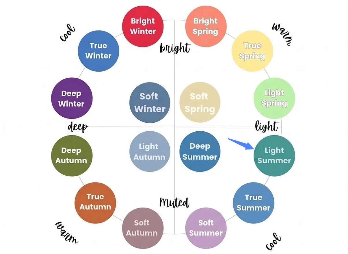 Color analysis infographic explaining Light Summer's transitional traits