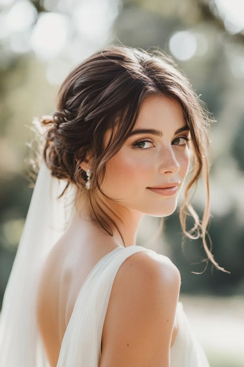 Ethereal bridal makeup styled with AI wedding makeup generator, perfect for your special wedding day.
