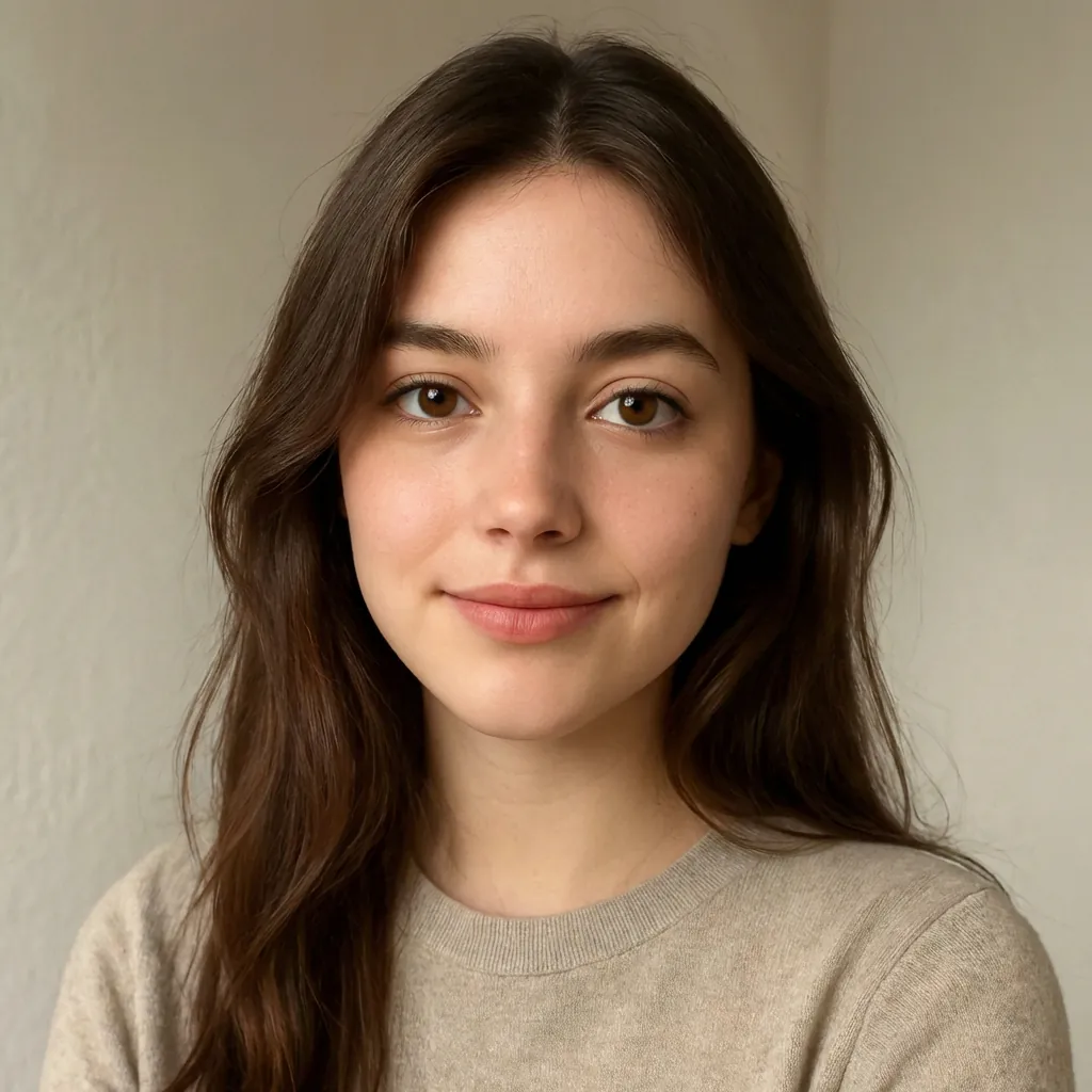 Portrait of a woman with natural brown hair representing the Planner plan for personal color analysis.